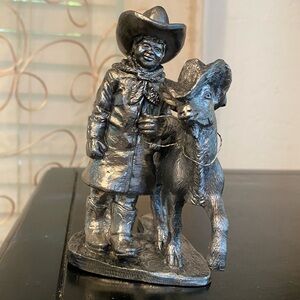 Pewter figurine, child with goat, Michael Ricker 1998